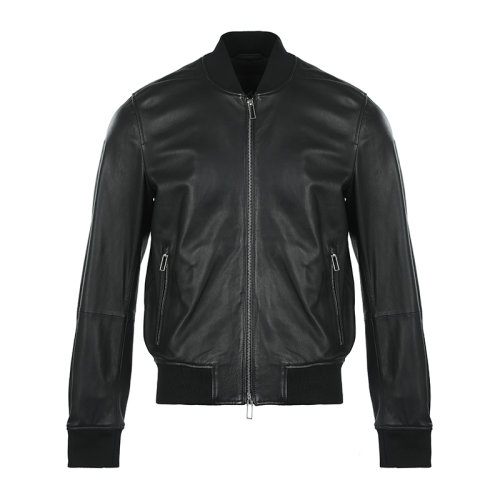 Emporio Armani/安普里奥阿玛尼21新品针织棒球领时尚徽标羊皮革男士皮衣外套B1R13PB1P13