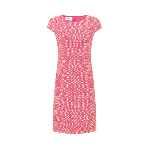 【21春夏新款】St. John/盛蔷玫红色条纹针织修身女士连衣裙K1Z3070