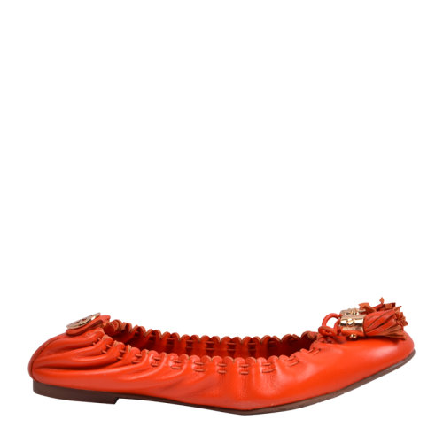 ToryBurch/汤丽柏琦女士牛皮流苏吊坠徽章弹力舒适平底鞋单鞋560173-031 女鞋