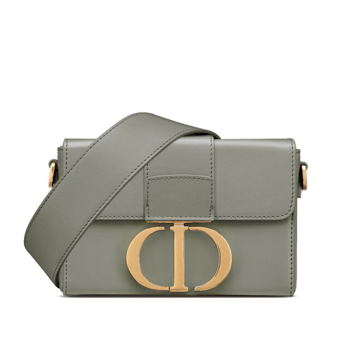 DIOR/迪奥 30 MONTAIGNE系列 岩石灰小牛皮BOX金扣斜挎单肩蒙田盒子包