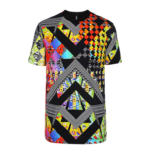 VERSACE/范思哲 男士多色拼色印花装饰棉质圆领短袖上衣T恤 BU90104-BJ10059-B7000