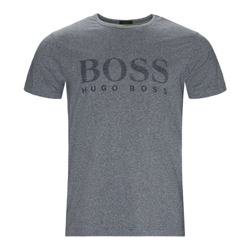 Hugo Boss 雨果博斯 男士 服装  蓝色圆领字母LOGO棉短袖T恤 男士短袖T恤