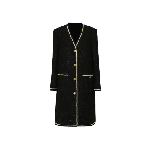 GeleiStory/GeleiStory 春秋新款经典显瘦重手工小香羊毛花呢H型中长款大衣外套 女士大衣