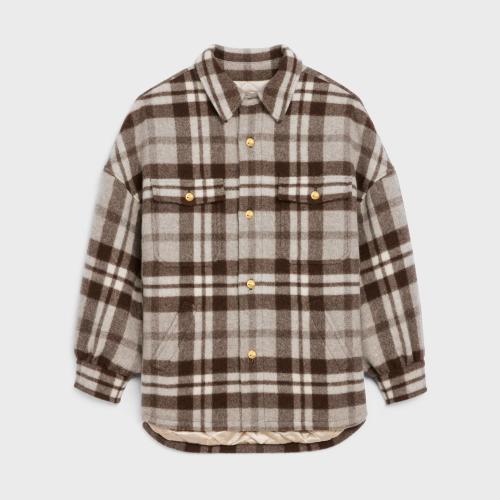  CELINE赛琳思琳 22年秋冬 女士 长袖衬衫 SURCHEMISE OVERSIZE LAINE CARREAUX 2W758486S.18EC