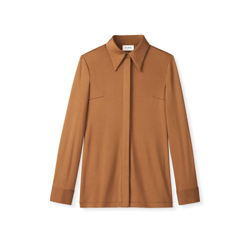 St.John/盛蔷21早秋纯色桑蚕丝女士长袖衬衫K914061