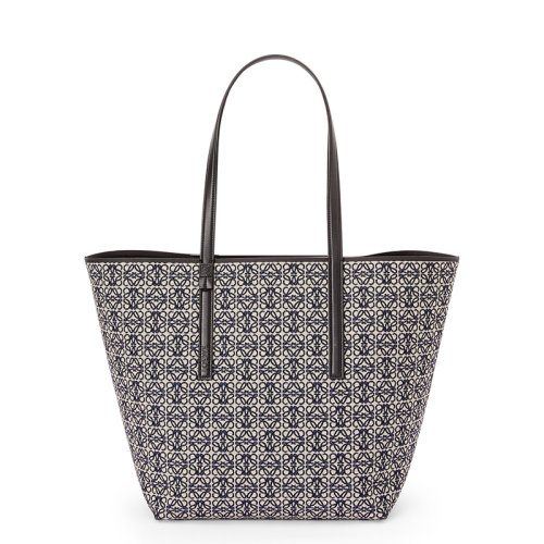  LOEWE/罗意威 22新款T Tote系列 男士海军蓝色/黑色老花提花织物配皮单肩手提托特包B657Z73X03-5938