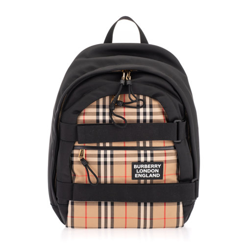 BURBERRY/博柏利 男女同款中性拼色聚酰胺经典格纹背包双肩包 8024684