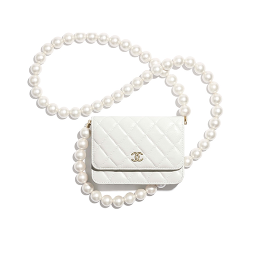 CHANEL/香奈儿 迷你女包 珍珠链条翻盖包 单肩斜挎包