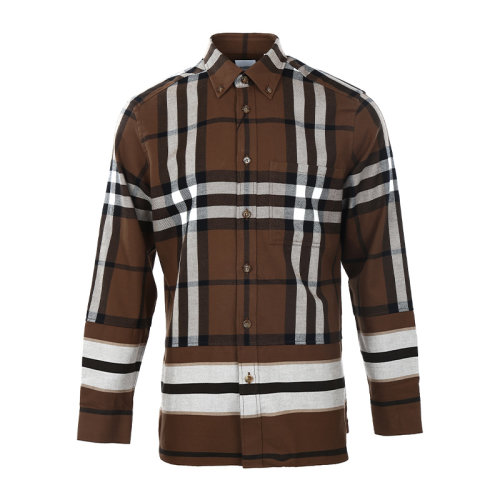 BURBERRY/博柏利22春夏格纹拼条纹男士长袖衬衫8048675
