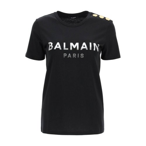 BALMAIN/宝曼 女士黑色棉质短袖T恤 XF1EF005 BB28 EAD PLFSX