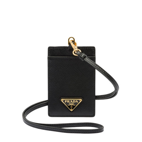 PRADA/普拉达 22年新款 女士黑色Saffiano皮革三角金标腕带卡夹1MC007_QHH_F0002