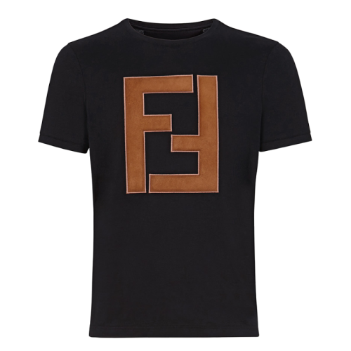 FENDI/芬迪  男士新款FF标志黑色棉质短袖T恤 FY0894A2BNF0QA1