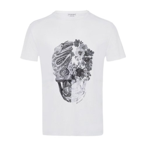 Alexander McQueen/亚历山大麦昆  男装 服装 纯棉骷髅图案刺绣时尚休闲 男士短袖T恤