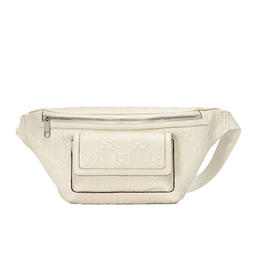 GUCCI/古驰  男士GG embossé白色压纹皮革斜挎包腰包6450931W3CN9022