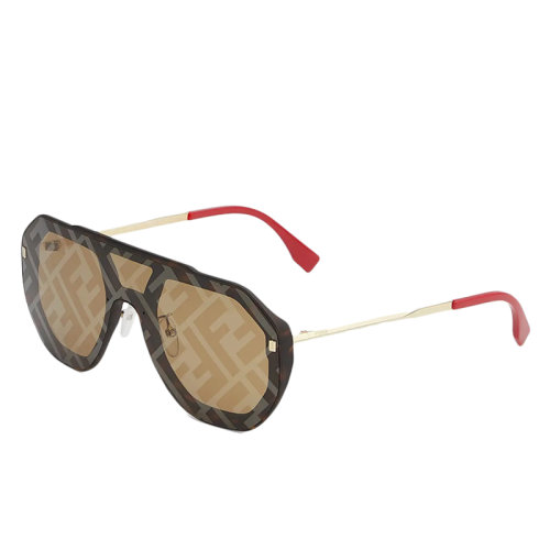 FENDI/芬迪 男士棕色镜片和金色金属镜架方形面具造型太阳镜FOL514A565F1F6R