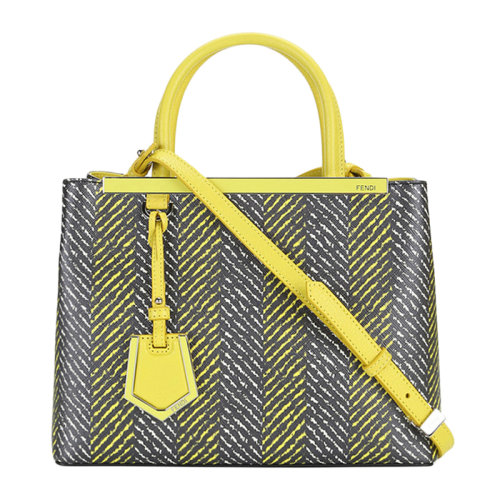 FENDI/芬迪 女士多色PVC按扣开合吊牌LOGO斜条纹单肩包斜挎包手提包女包 8BH253-V9X 多色可选