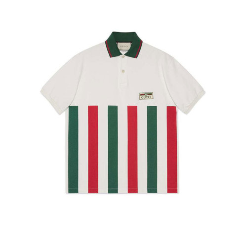 GUCCI/古驰  服装 男性 红绿条纹 白色 棉质 男士短POLO 623242 XJCGQ 9060