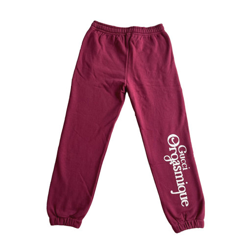 GUCCI/古驰枣红色纯棉男士运动裤623274XJCK06960     bi