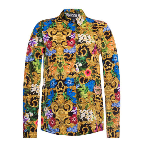 VERSACE JEANS/范思哲牛仔 女士多色拼色粘胶纤维丛林巴洛克印花装饰长袖上衣衬衣衬衫 B0HVA605-S0650-983