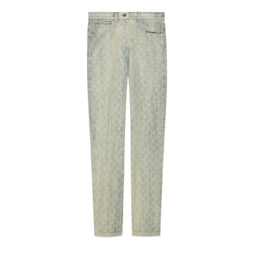  GUCCI古驰 22年秋冬 女士 GG提花直筒牛仔裤 678785 XDBOK 4692