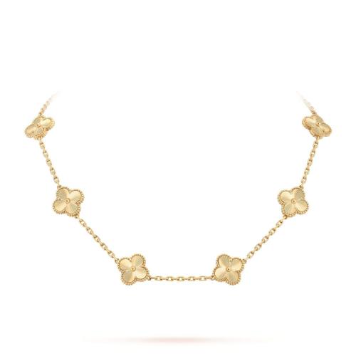  VCA梵克雅宝 22年秋冬 女士 项链 Vintage Alhambra项链，10四叶幸运图案 VCARP3JJ00 预定商品1-3周发货