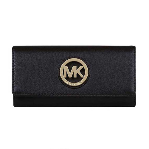 Michael Kors/迈克·科尔斯 女包女士黑色皮革时尚百搭MK标志长款钱包 $35T3SFTE1L001