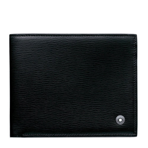 MontBlanc/万宝龙 都市俊彦系列 男士黑色小牛皮6卡位折叠钱包钱夹 103401