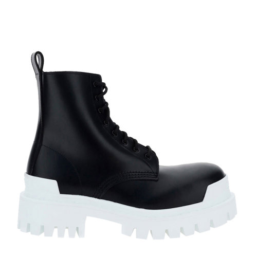 BALENCIAGA/巴黎世家 女士 鞋靴 21春夏 黑色高帮厚底白底圆头马丁靴 女士短靴