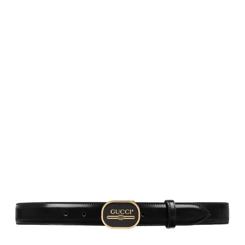 GUCCI/古驰 男士黑色经典LOGO标识牛皮板扣式皮带腰带 547754-0F7FG-1055