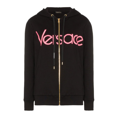 VERSACE/范思哲 女士黑色棉质经典美杜莎头像装饰拉链开合连帽上衣外套 A83938-A227994-A1008