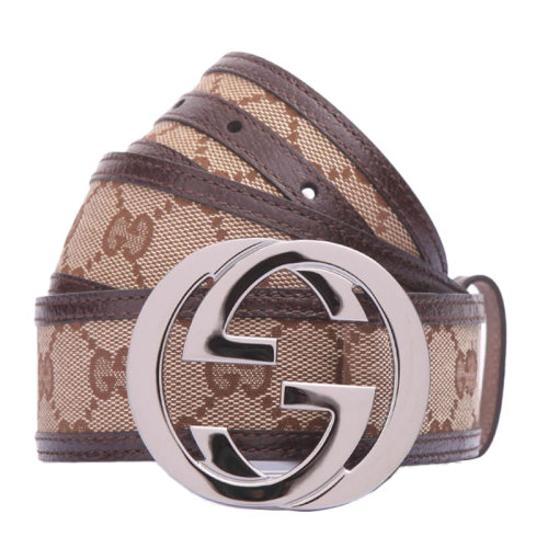 GUCCI/古驰 男士双G图案咖啡色牛皮针扣皮带腰带 114984-F40IR-9643
