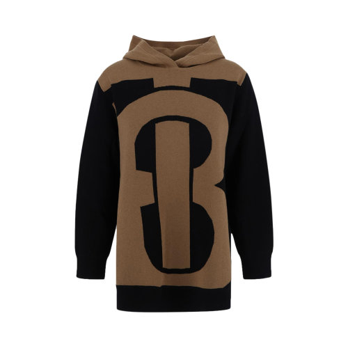 BURBERRY/博柏利 女士拼色棉质混纺羊绒TB嵌花连帽衫套头衫 8052734