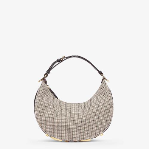  FENDI芬迪 22年秋冬 女士 手提包 棕色千鸟格羊毛手袋 8BR798ALA2F1J55