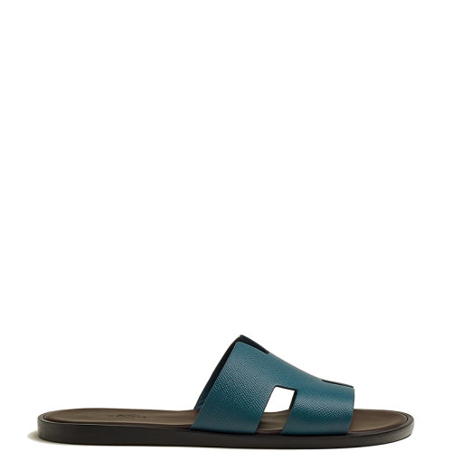 HERMES/爱马仕 22年秋冬新款 Izmir系列 男士鸭蓝色/乌木棕色牛皮革凉鞋凉拖H221824ZHG8410