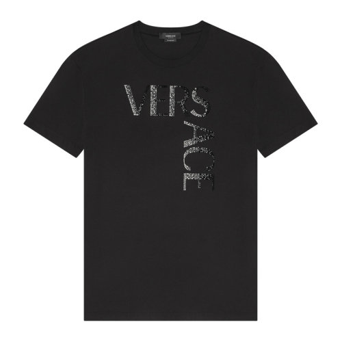 VERSACE/范思哲 男士黑色棉质经典字母徽标印花装饰圆领上衣短袖T恤 1001293-1A00928-1B000