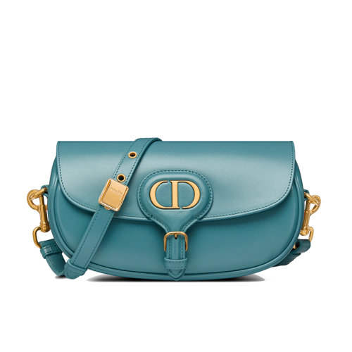 DIOR/迪奥 22新款BOBBY EAST-WEST系列 女士天蓝色光面牛皮革翻盖开合饰金扣单肩斜挎手提包M9327UMOL_M08Z