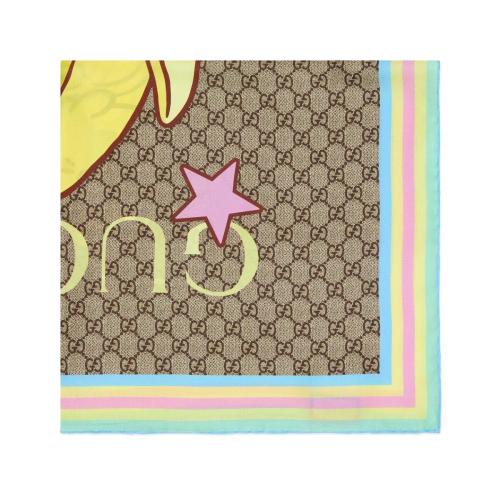  GUCCI古驰 22年秋冬 女士 彩虹和星星Bananya印花真丝围巾 704132 3G001 9869