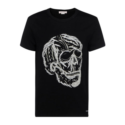 Alexander McQueen 亚历山大·麦昆 男士 服装  黑色圆领T恤 男士短袖T恤