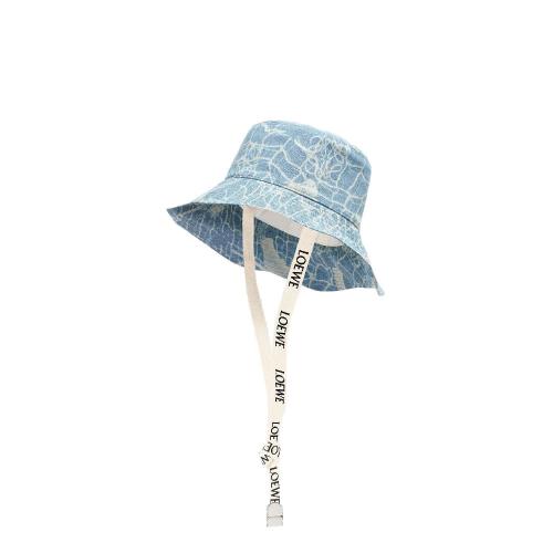  LOEWE罗意威 22年秋冬 女士 帽子 Mermaid fisherman hat in denim and calfskin K820HF1X33-8