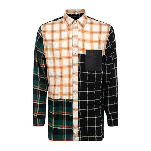 LOEWE/罗意威  男装 男士混色时尚格纹方领长袖衬衫 H526Y05W01-9900