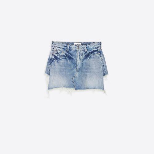  BALENCIAGA巴黎世家 22年春夏 女士 短裤 Womens Trompe Loeil Mini Skirt in Blue 697851TMW2