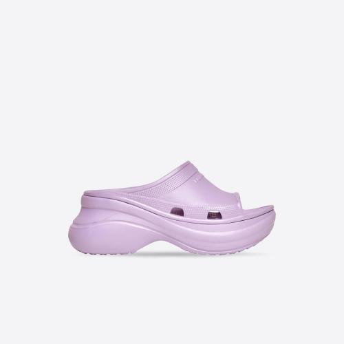  BALENCIAGA巴黎世家 22年秋冬 女士 平底凉鞋 Womens Pool Crocs? Slide Sandal in Purple 67