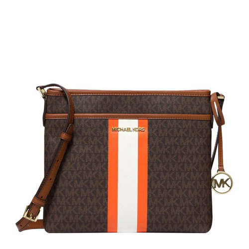 Michael Kors/迈克·科尔斯 MK 女士牛皮棕色拼接老花斜挎包 LT