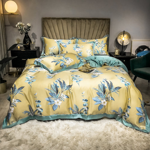 Fantti/芬缇 床上用品60支天丝印花四件套被罩床罩被单枕套床盖-芯香花语