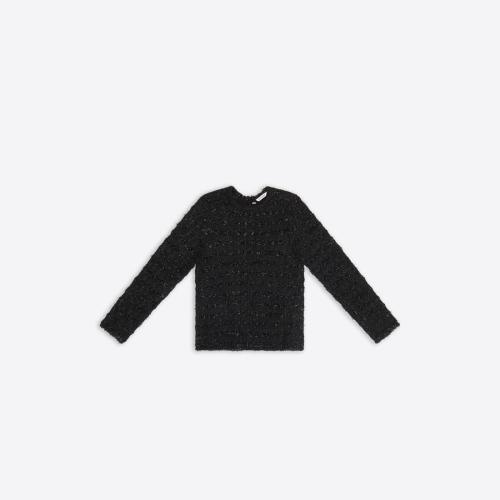  BALENCIAGA巴黎世家 22年秋冬 女士 长袖T恤 Womens Back-to-front Top  in Black 704520T1651