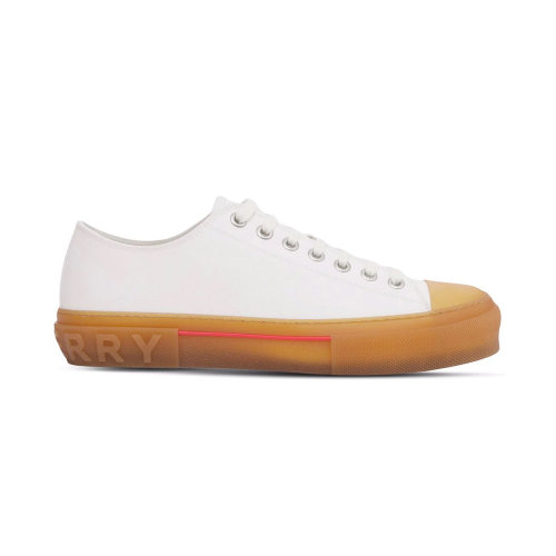 BURBERRY/博柏利 男士白色棉质配皮系带低帮休闲鞋运动鞋 8052343