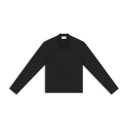 Balenciaga/巴黎世家 22年秋冬新款 男士黑色棉质混纺长袖T恤704103TMVB71000