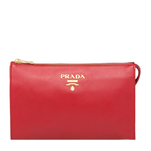 PRADA/普拉达  女士时尚红色牛皮拉链手拿包钱包钱夹手包女包 1NE007-PN9-F068Z