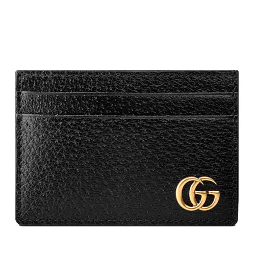 GUCCI/古驰 经典款 黑色GG Marmont皮革金色双G细节名片夹钱夹卡片夹436022DJ20T1000