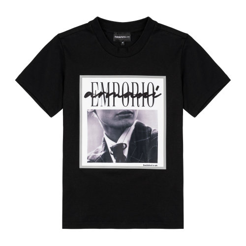 Emporio Armani/安普里奥阿玛尼 黑色印花 女士短袖T恤 3K2T7I-2J30Z-0999